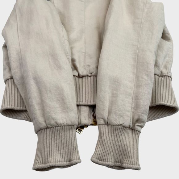 ZADIG & VOLTAIRE Lola Linen Double Zipper Skull Bomber Jacket Women's Medium - Picture 12 of 15